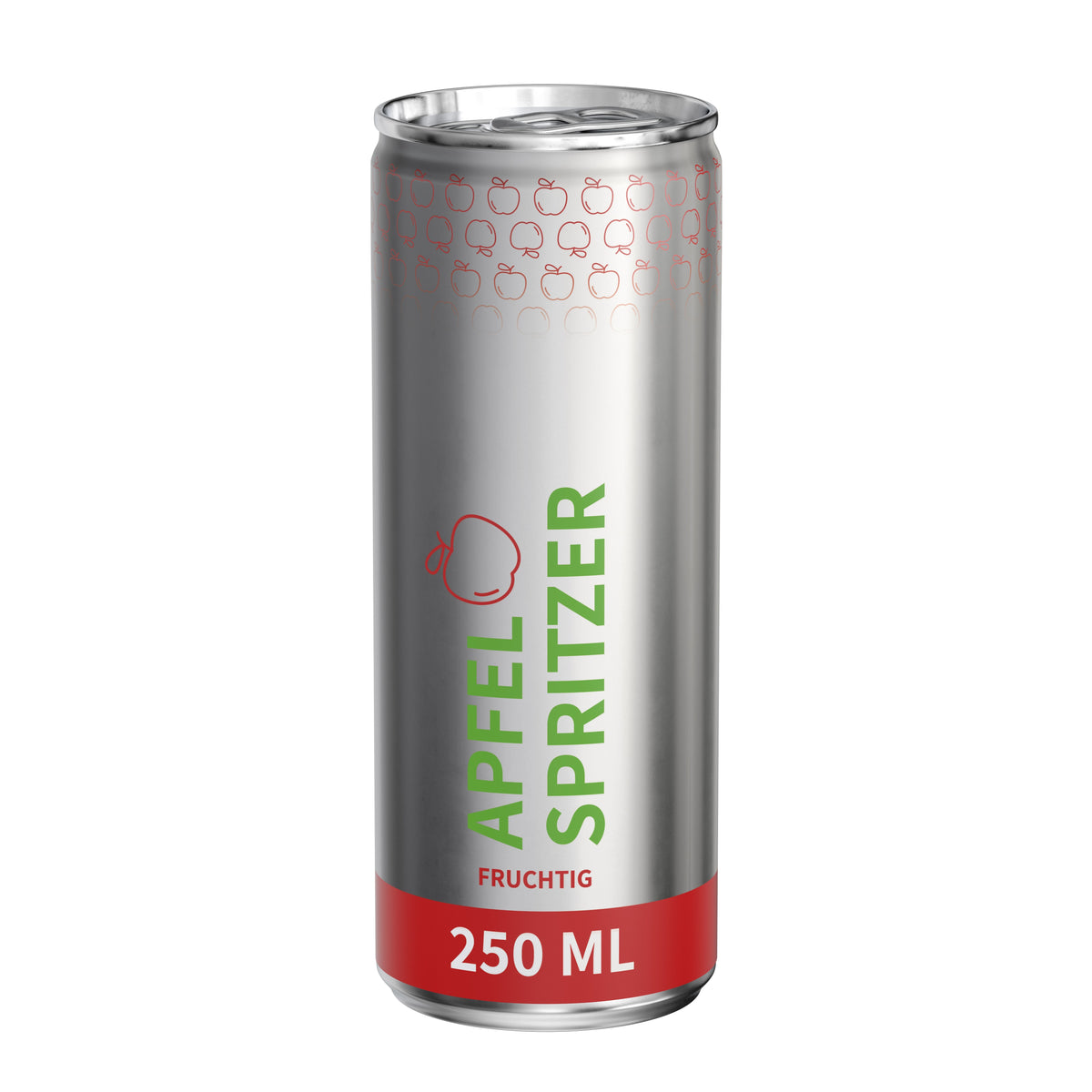 Apfelschorle 250 ml Dose mit Fullbody Etikett – transparent matt