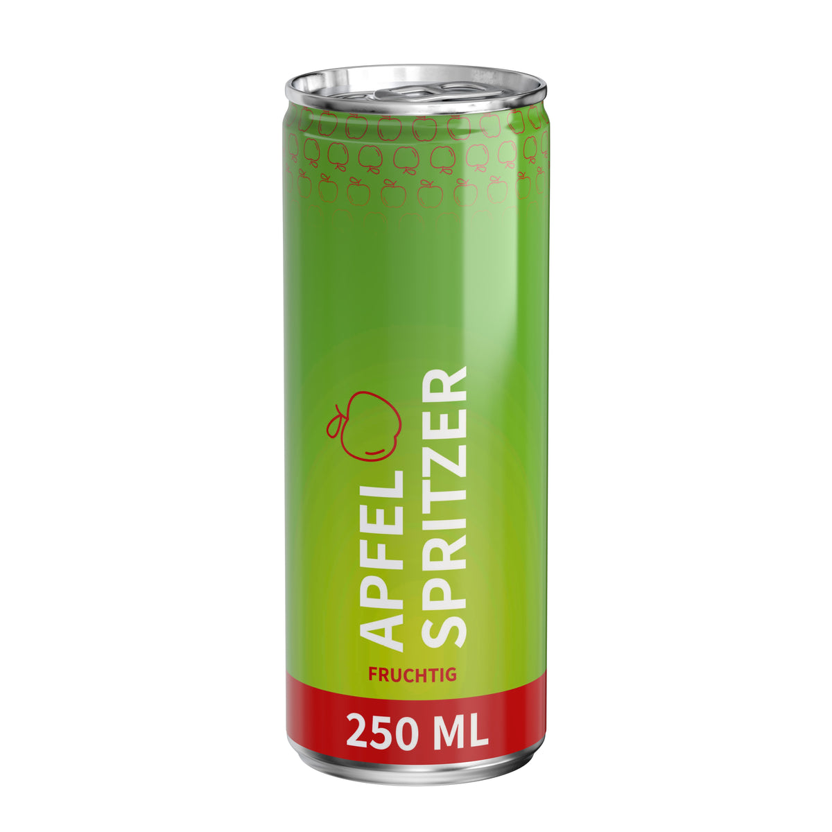 Apfelschorle 250 ml Dose mit Fullbody Etikett – weiß glänzend