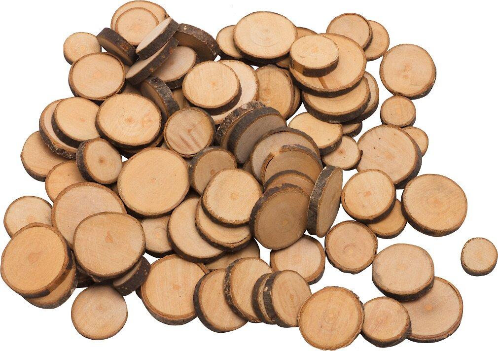 Astscheiben Bastelset aus Holz mit rund 100 Stück – Ansicht