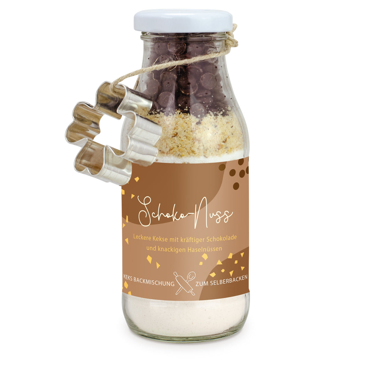 Backmischung Schoko Nuss Cookies in Flasche 220 g mit Logo