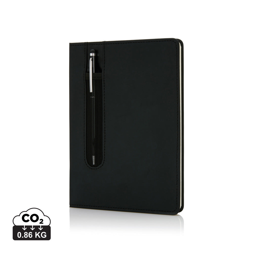 Basic Hardcover PU A5 Notizbuch mit Stylus-Stift – schwarz