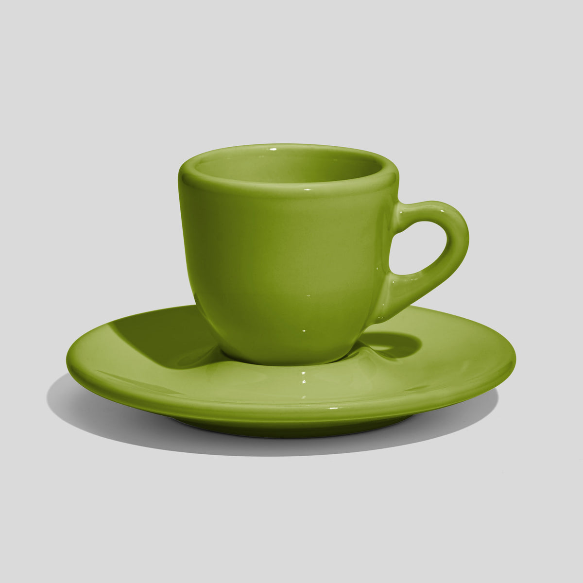 Bauchige Espressotasse mit Untertasse 60 ml – Olivgrün
