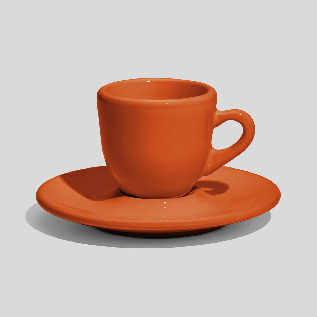 Bauchige Espressotasse mit Untertasse 60 ml – Orange