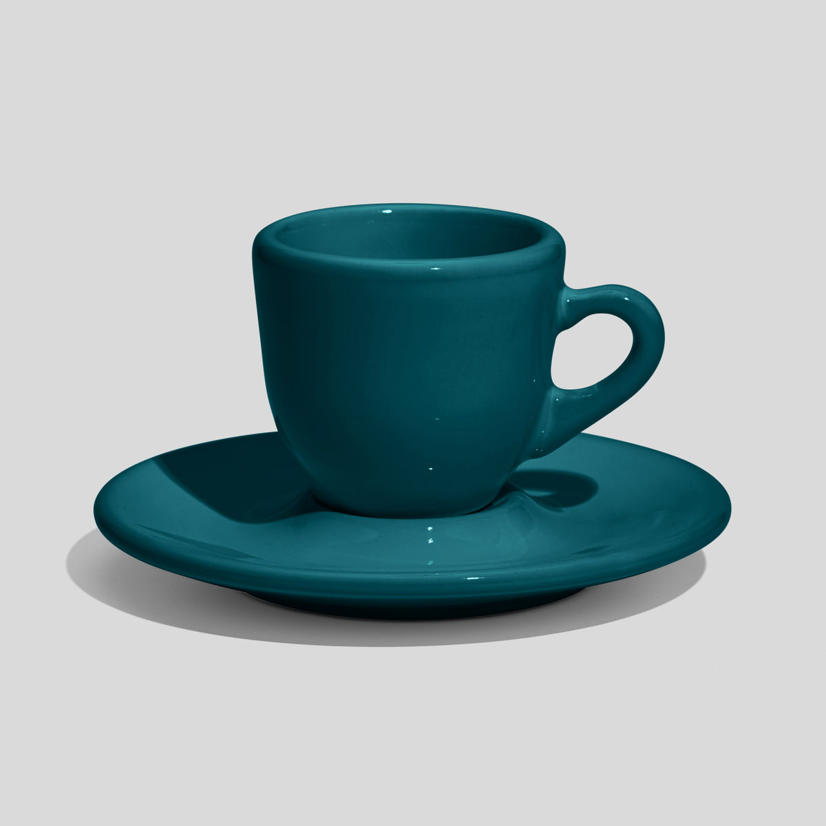 Bauchige Espressotasse mit Untertasse 60 ml – Petrol