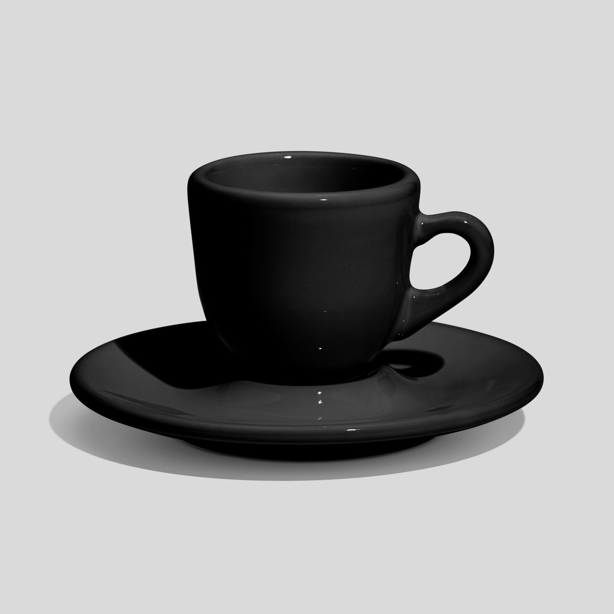Bauchige Espressotasse mit Untertasse 60 ml – Schwarz