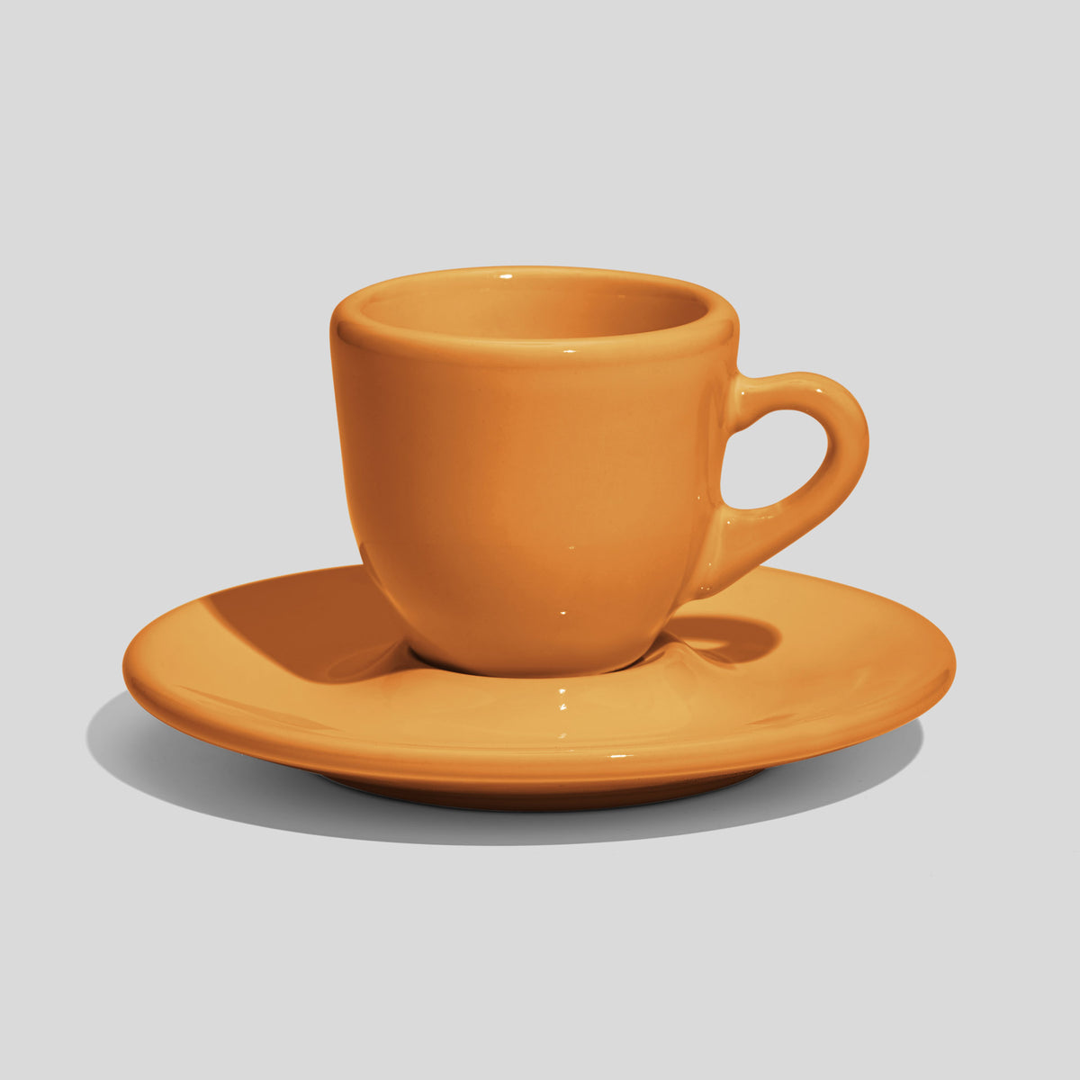 Bauchige Espressotasse mit Untertasse 60 ml – Senfgelb