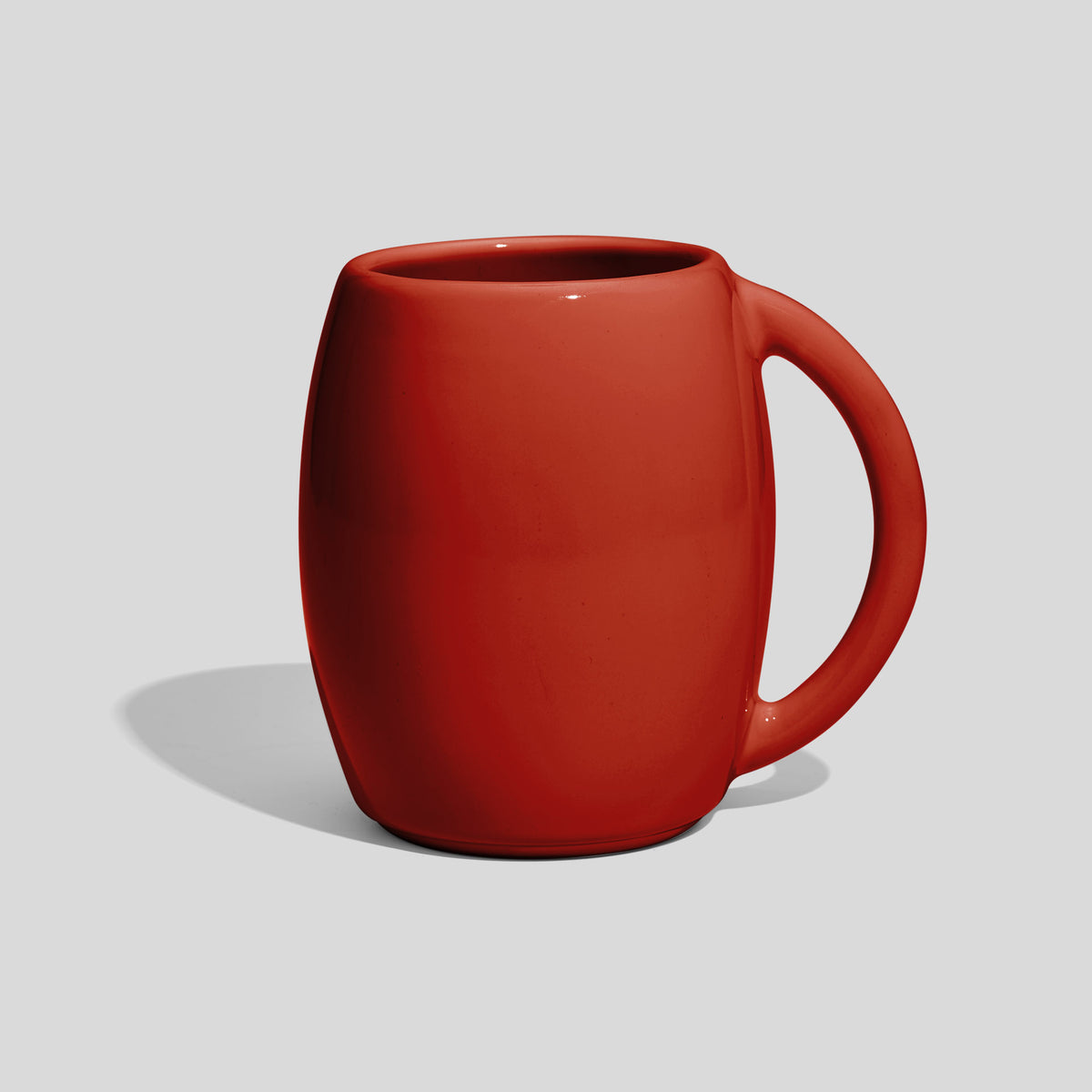 Bauchige Keramiktasse 400 ml in Fassform mit Rundhenkel – Rot