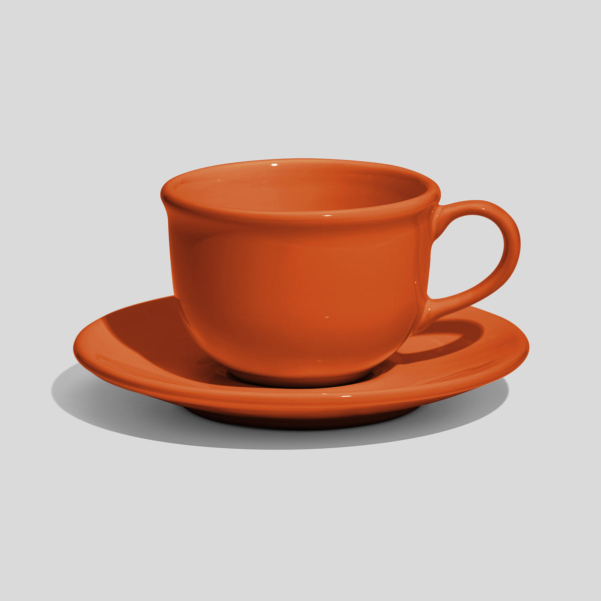 Bauchige Tasse mit Rundhenkel und Untertasse 220 ml – Orange