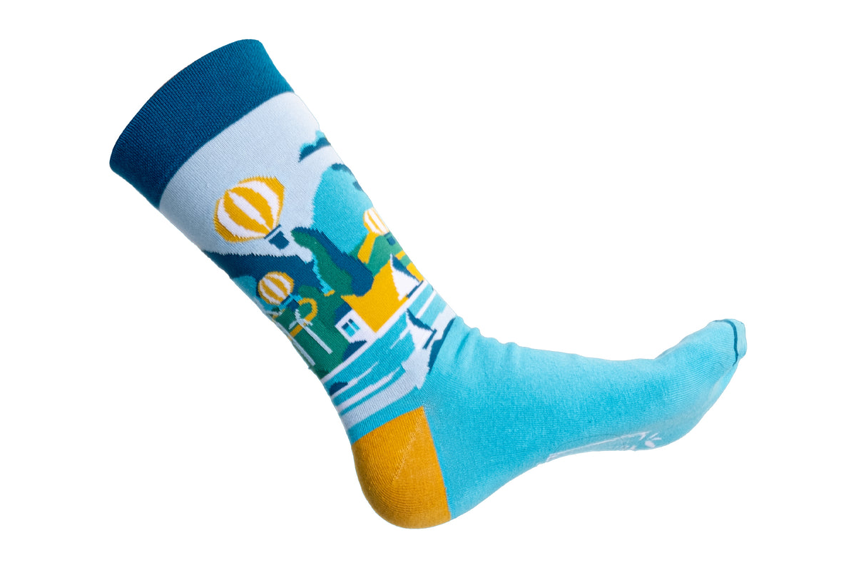 Baumwollsocken mit eingestricktem Motiv in sieben Farben