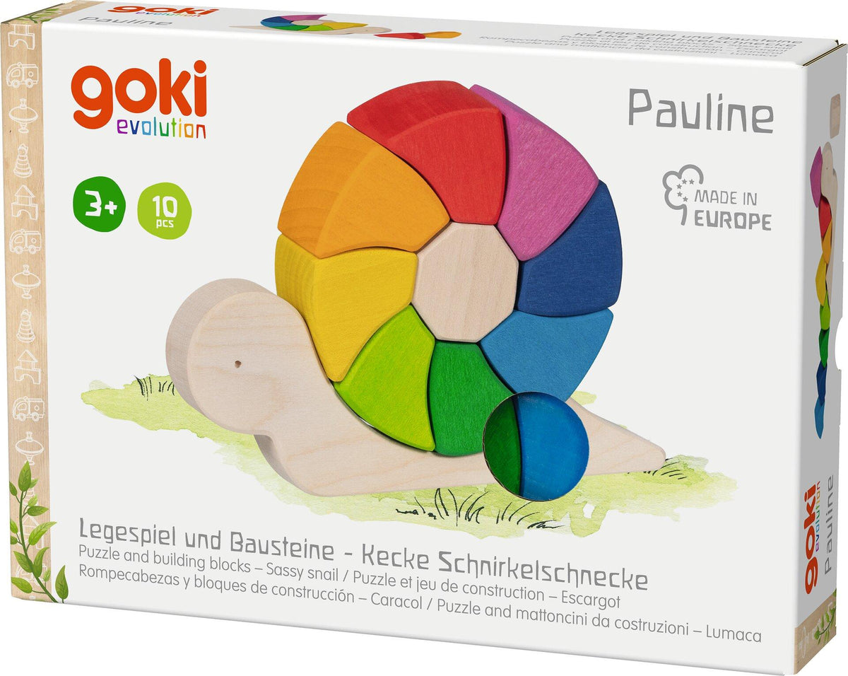 Bausteine Schnirkelschnecke Pauline aus Holz, 10 Teile – weitere Ansicht