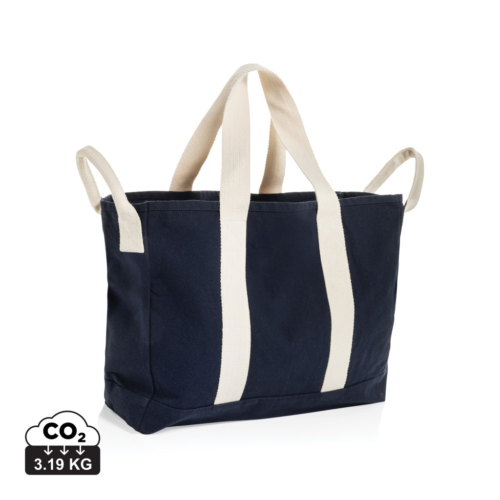 BEAU AWARE™ Strandtasche aus 400gr/m² recyceltem Canvas – navy blau