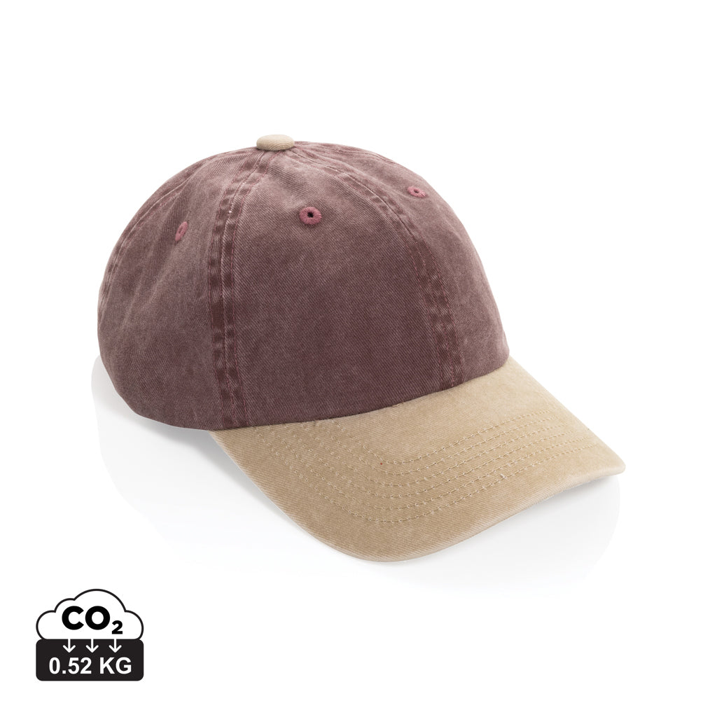 BEAU AWARE™ Two-Tone 6-Panel-Cap aus washed Cotton-Twill – maroon