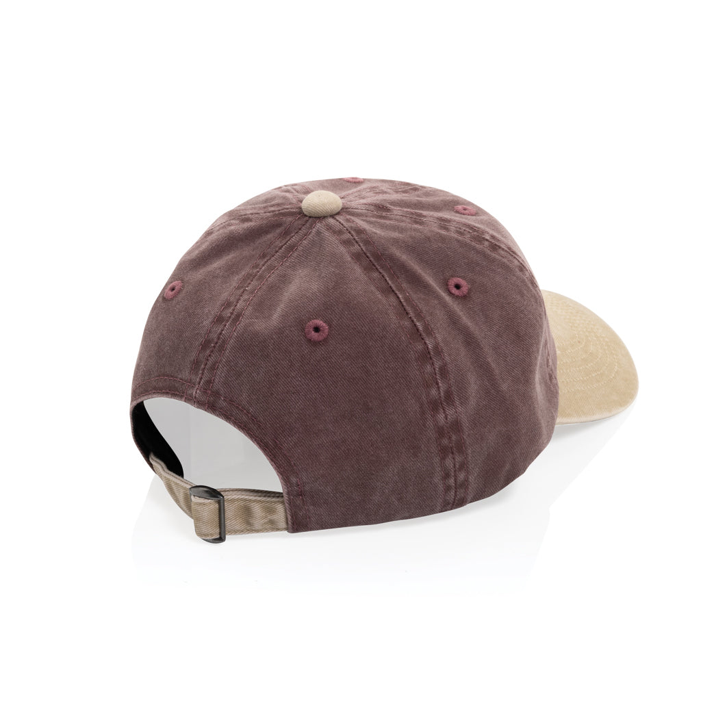 BEAU AWARE™ Two-Tone 6-Panel-Cap aus washed Cotton-Twill – maroon