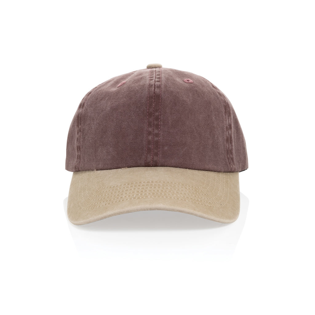 BEAU AWARE™ Two-Tone 6-Panel-Cap aus washed Cotton-Twill – maroon