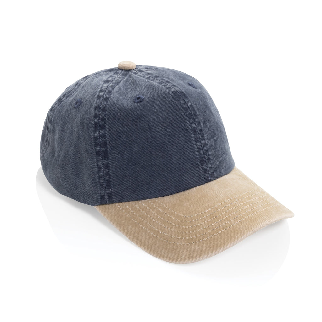 BEAU AWARE™ Two-Tone 6-Panel-Cap aus washed Cotton-Twill – navy blau