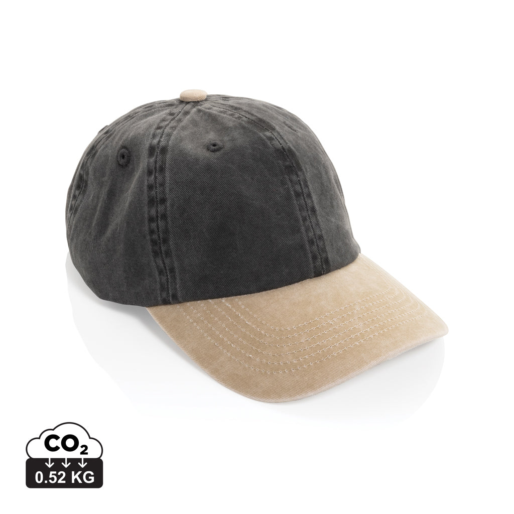 BEAU AWARE™ Two-Tone 6-Panel-Cap aus washed Cotton-Twill – schwarz