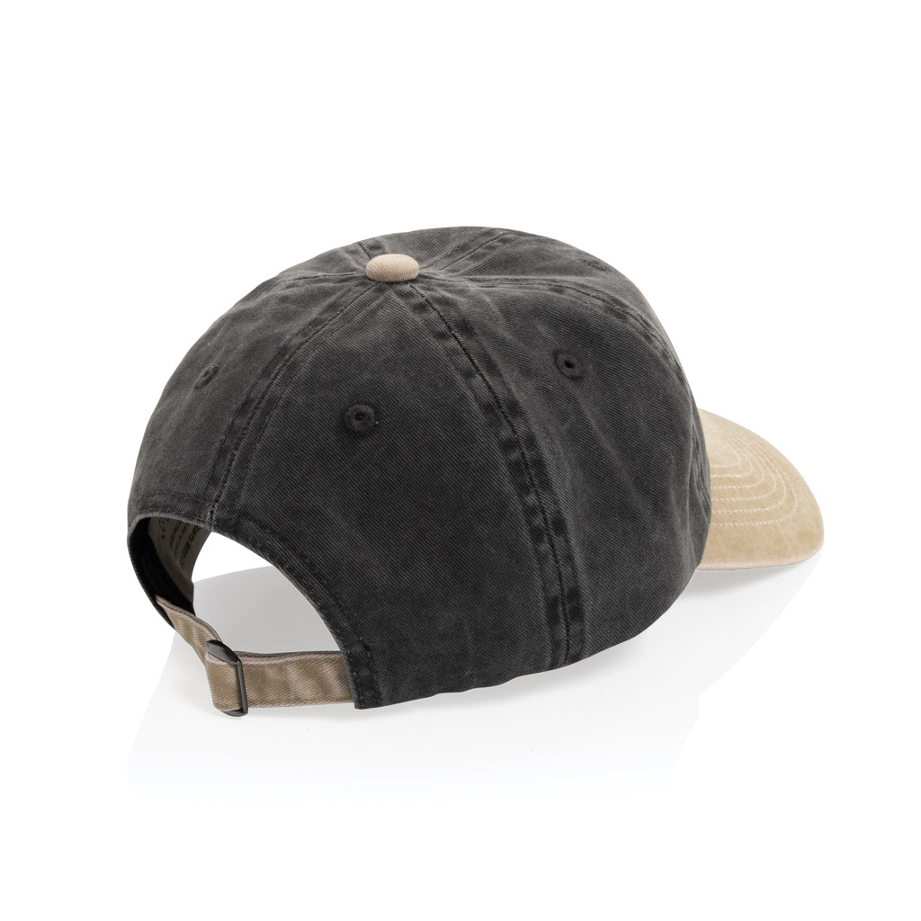 BEAU AWARE™ Two-Tone 6-Panel-Cap aus washed Cotton-Twill – schwarz