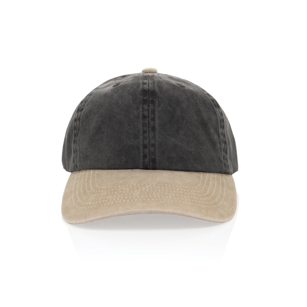 BEAU AWARE™ Two-Tone 6-Panel-Cap aus washed Cotton-Twill – schwarz