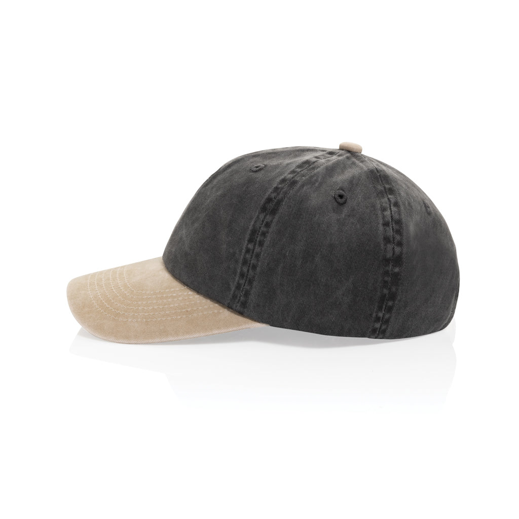 BEAU AWARE™ Two-Tone 6-Panel-Cap aus washed Cotton-Twill – schwarz