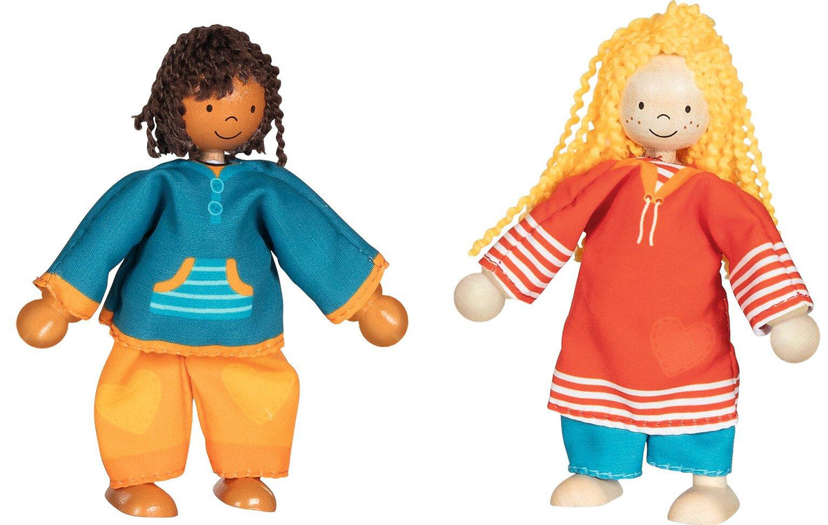 Biegepuppen Fynja und Fabio mit Klamottenkiste – Gesamtansicht
