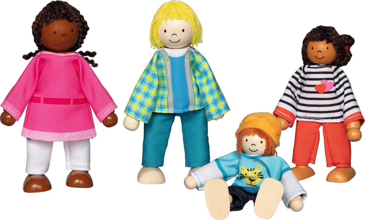 Biegepuppen Interkulturelle Familie mit vier Figuren – Ansicht