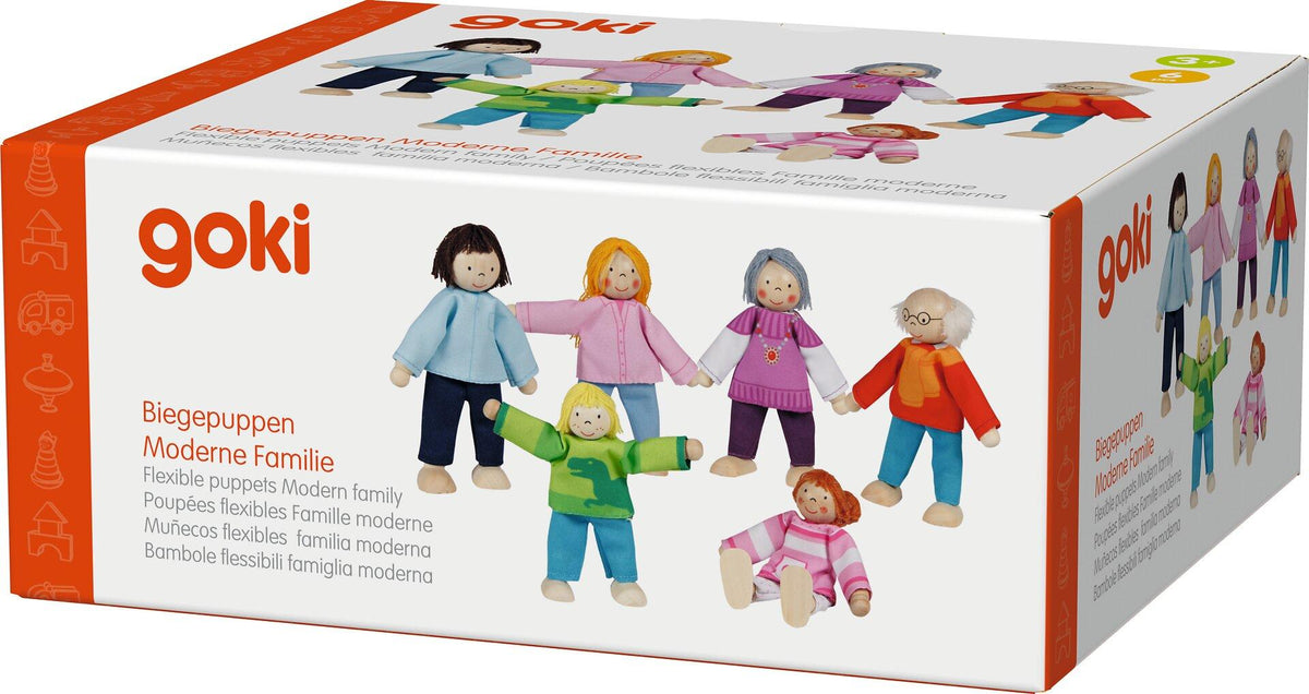 Biegepuppen Moderne Familie aus Holz und Textil – Weitere Ansicht