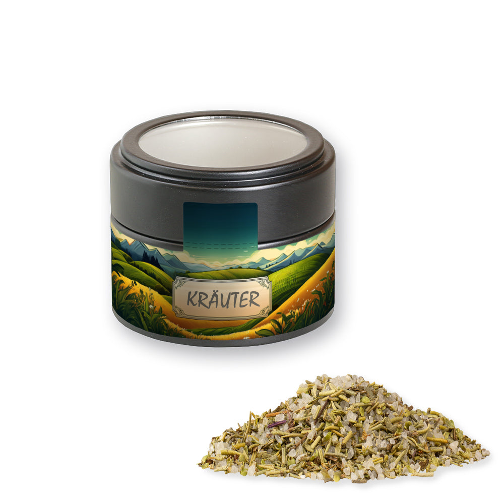 Bio Gewürzmischungen in der schwarzen Metalldose Mini – Bio Gewürzmischung Kräutersalz, ca. 75 g
