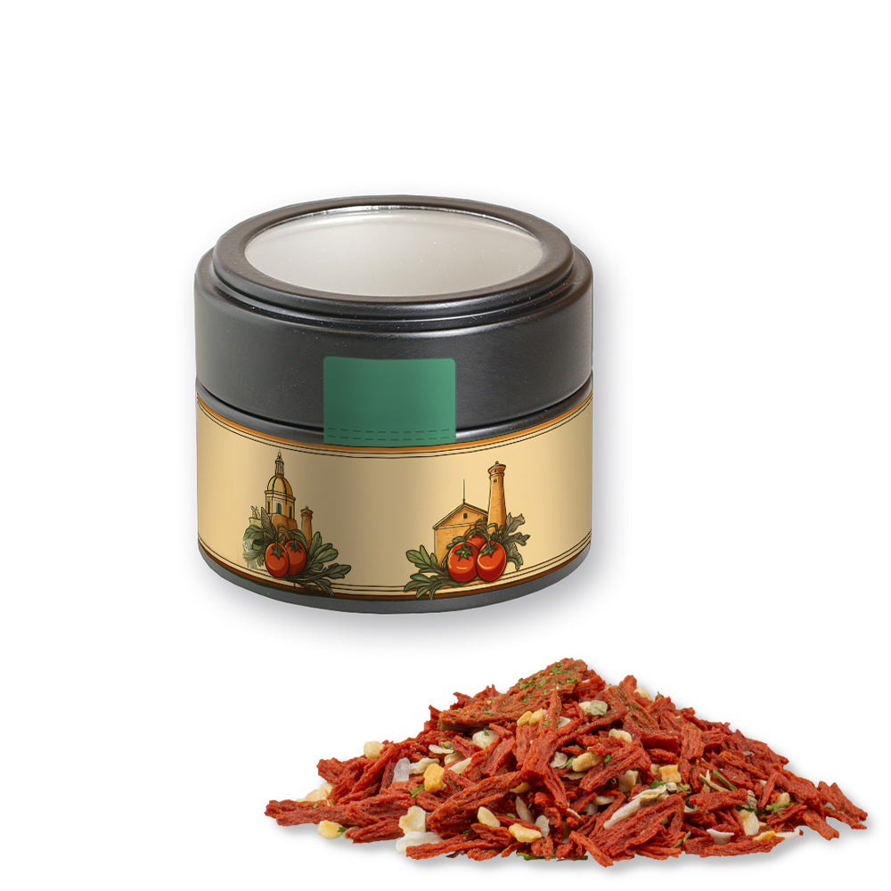 Bio Gewürzmischungen in der schwarzen Metalldose Mini – Bio Gewürzmischung Toskanische Bruschetta, ca. 40 g