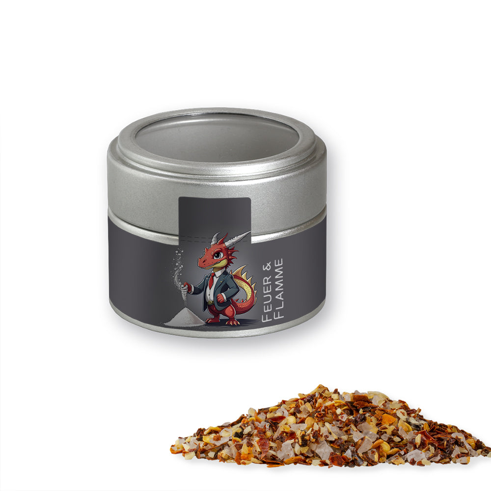 Bio Gewürzmischungen in der silbernen Metalldose Mini – Bio Gewürzmischung Feuer und Flamme, ca. 60 g