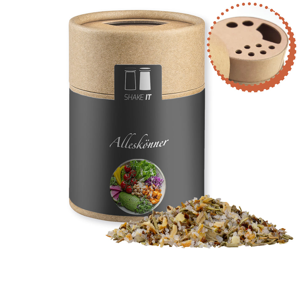 Bio Gewürzstreuer Midi mit Logo – Bio Gewürzmischung Alleskönner, ca. 75 g
