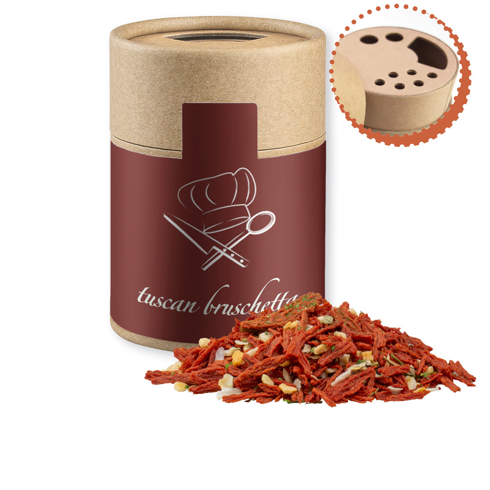 Bio Gewürzstreuer Midi mit Logo – Bio Gewürzmischung Toskanische Bruschetta, ca. 50 g