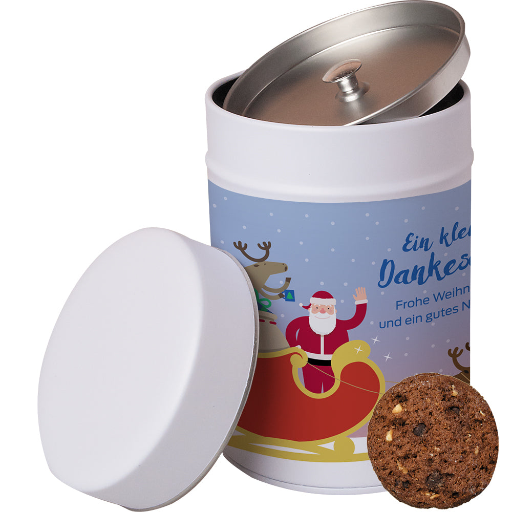 Bio Kekse in der Metalldose Maxi – Bio Cookie Schoko Haselnuss, ca. 100 g