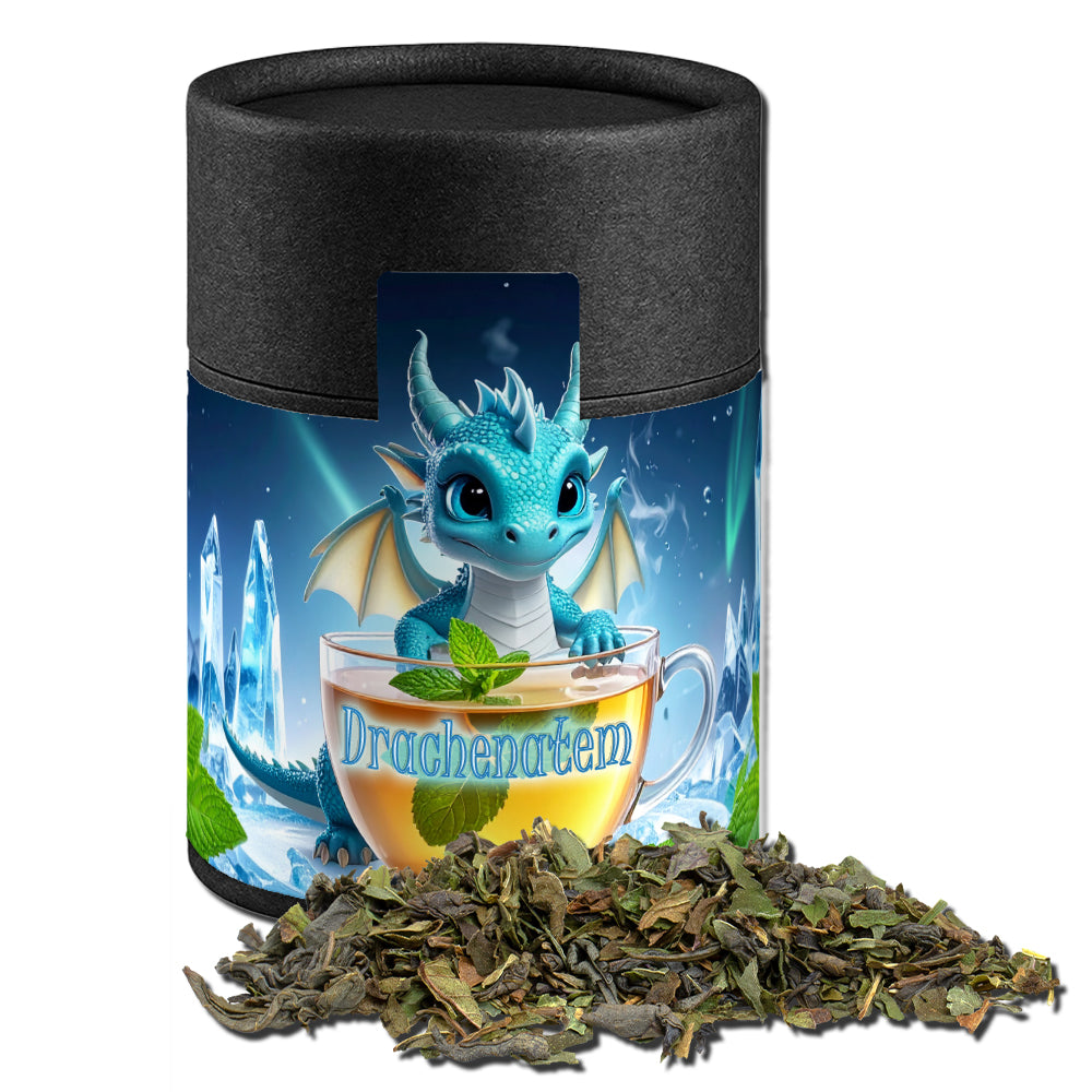 Bio Kräutertee in der schwarzen Kraftpapierdose – Bio Grüner Tee mit Minze, ca. 30 g