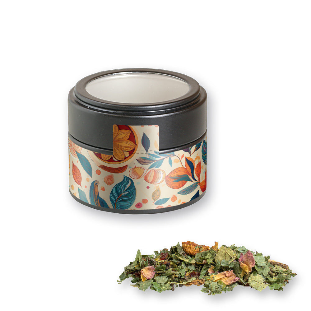 Bio Kräutertee in der schwarzen Metalldose Mini – Bio Kräutertee Glücksgefühle, ca. 25 g