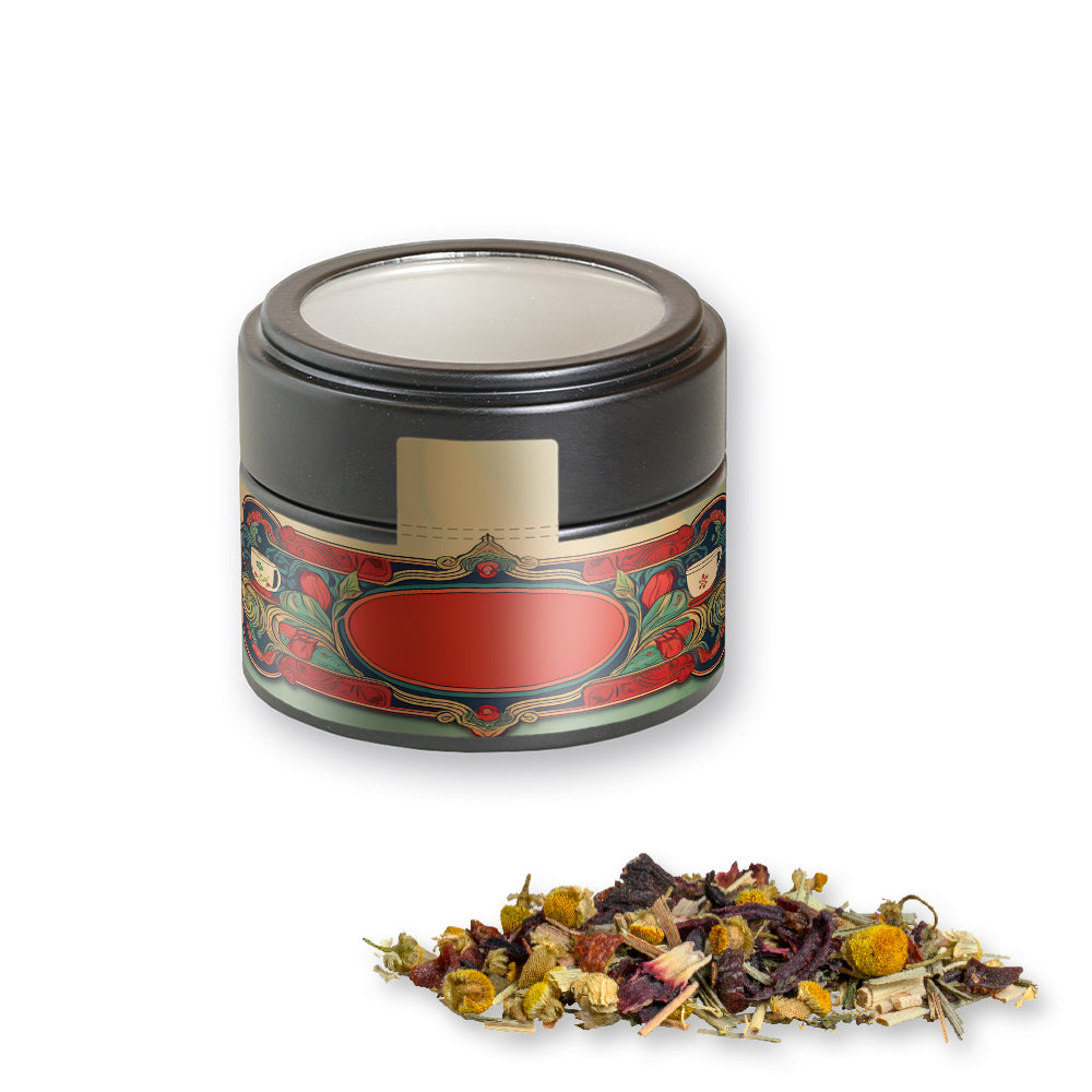 Bio Kräutertee in der schwarzen Metalldose Mini – Bio Kräutertee Vierjahreszeiten, ca. 15 g