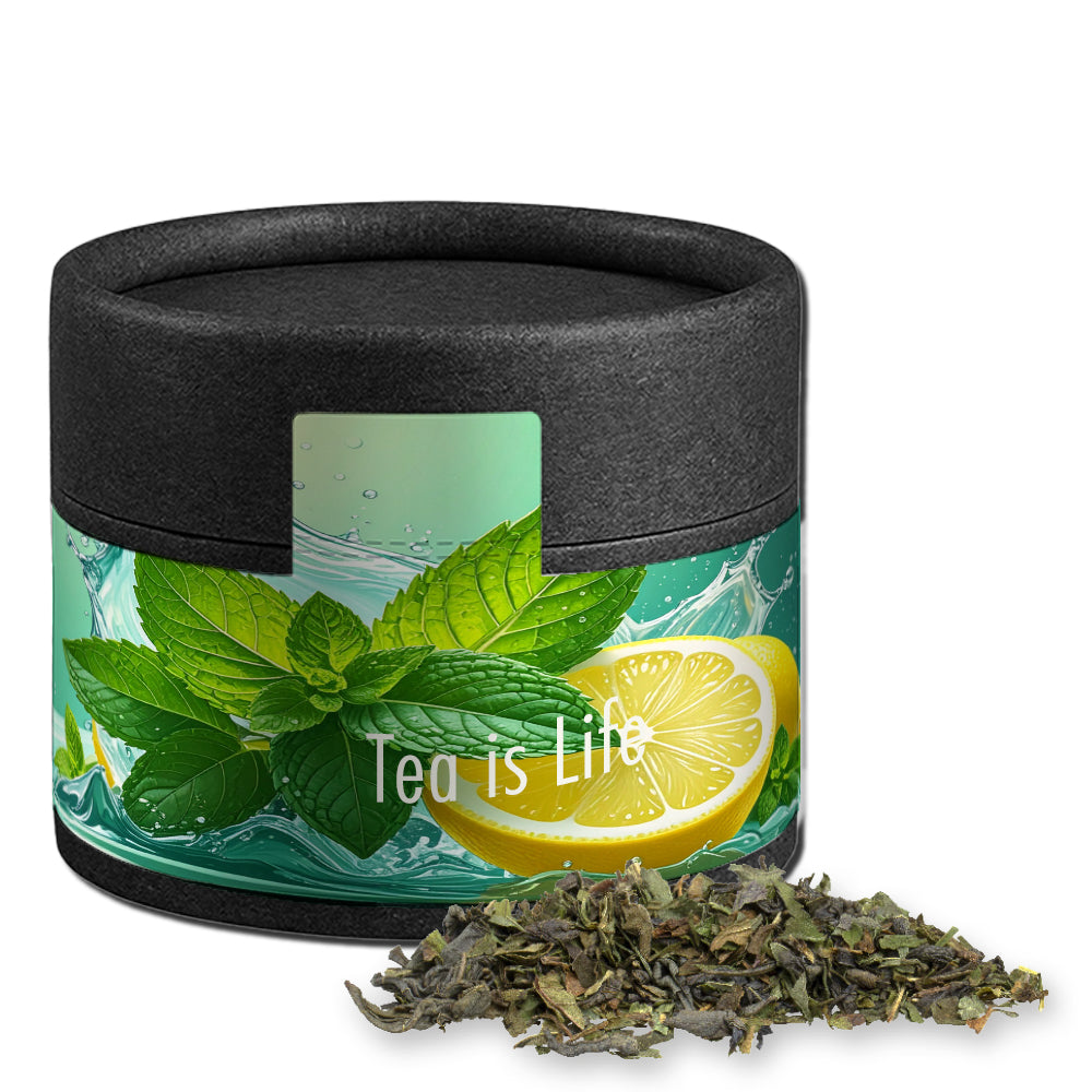 Bio Kräutertee in der schwarzen Mini Dose – Bio Grüner Tee mit Minze, ca. 10 g