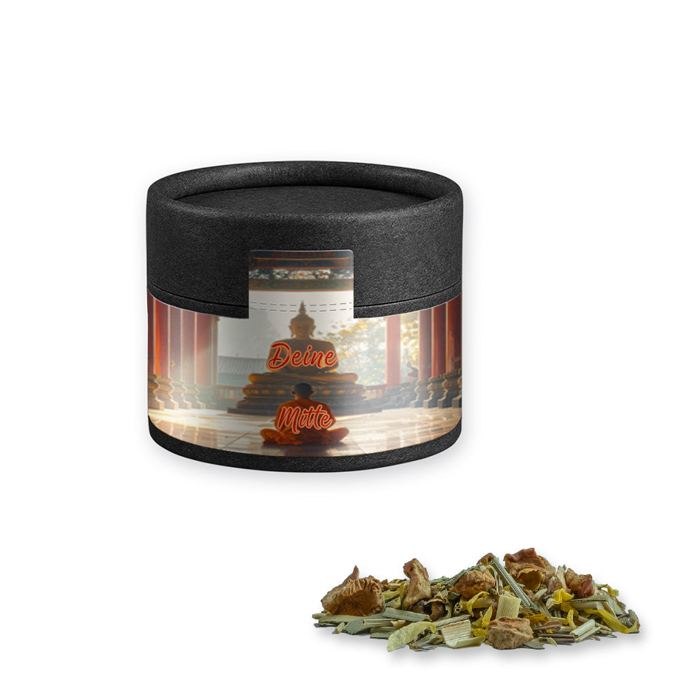 Bio Kräutertee in der schwarzen Mini Dose – Bio Kräutertee Seelenwohl, ca. 11 g