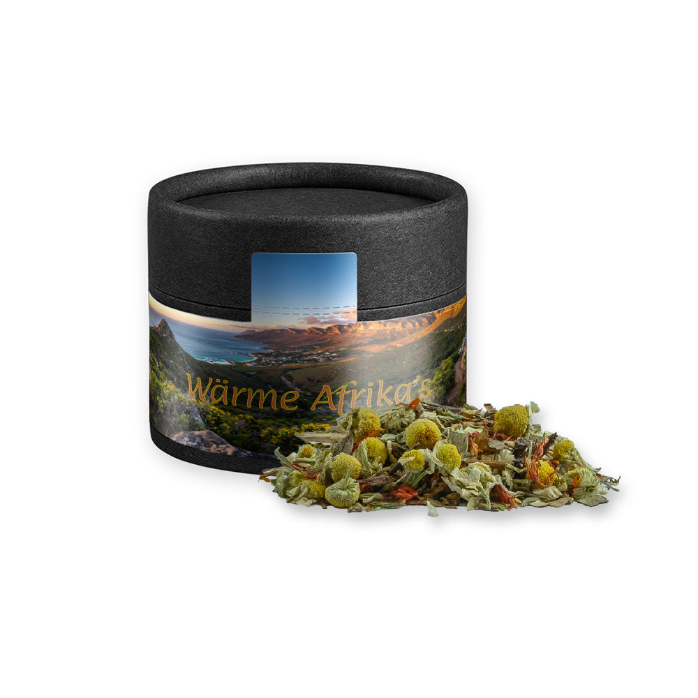 Bio Kräutertee in der schwarzen Mini Dose – Bio Rotbuschtee Entspannungszeit, ca. 20 g