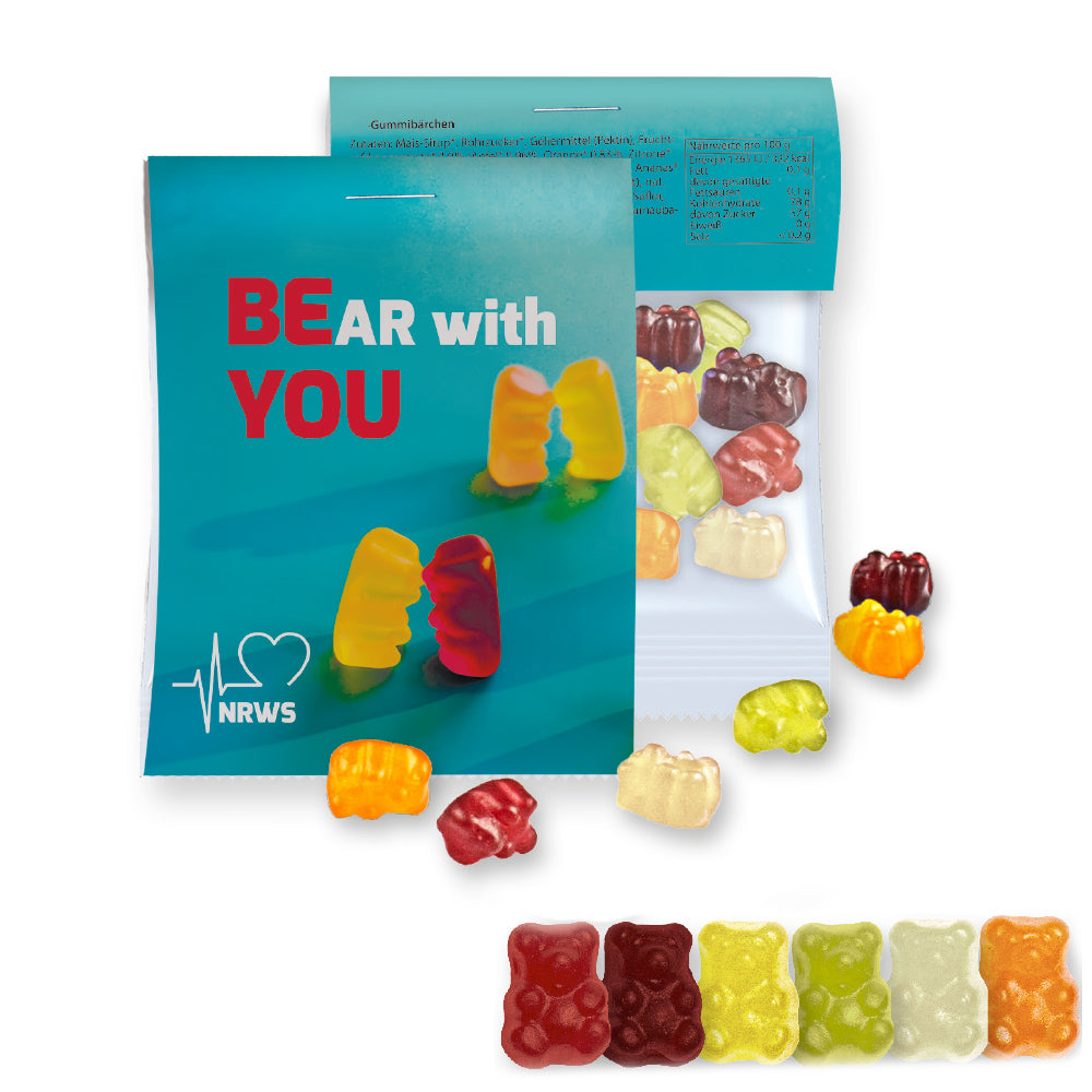 Bio Naschmix in der Midi Tüte mit Werbereiter – Bio Gummibärchen, ca. 15 g