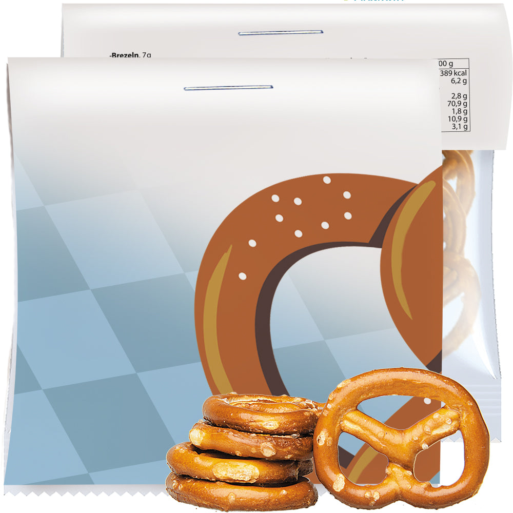Bio Naschtüte in der Maxi Tüte mit Werbereiter – Bio Mini Brezeln, ca. 7 g