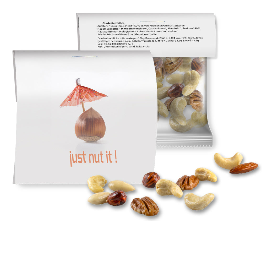 Bio Naschtüte in der Maxi Tüte mit Werbereiter – Bio NusskernMix, ca. 30 g
