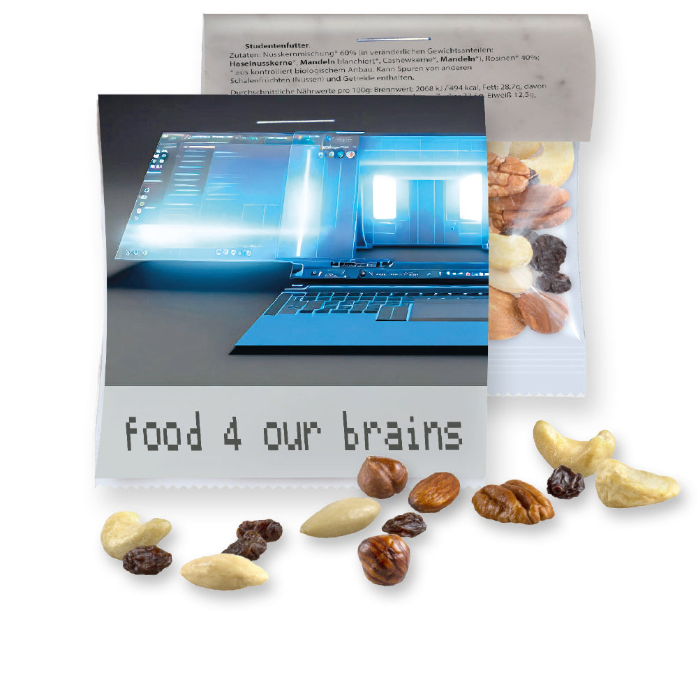 Bio Naschtüte in der Maxi Tüte mit Werbereiter – Bio Studentenfutter, ca. 30 g