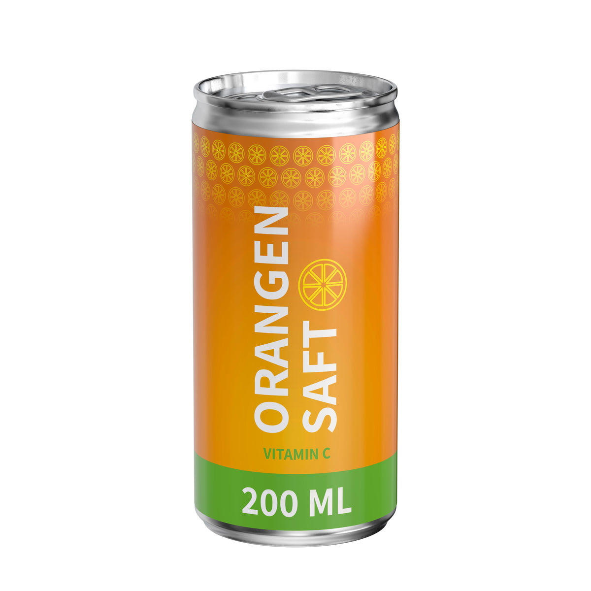 Bio Orangensaft 200 ml Dose mit Etikett rundum