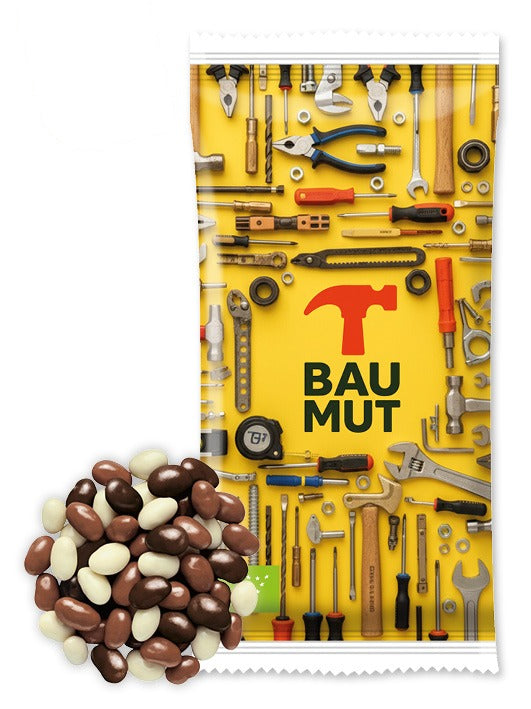 Bio Snack Werbetütchen 30 g mit Deinem Design – Bio Soja in dreierlei Schokoladen, 30 g