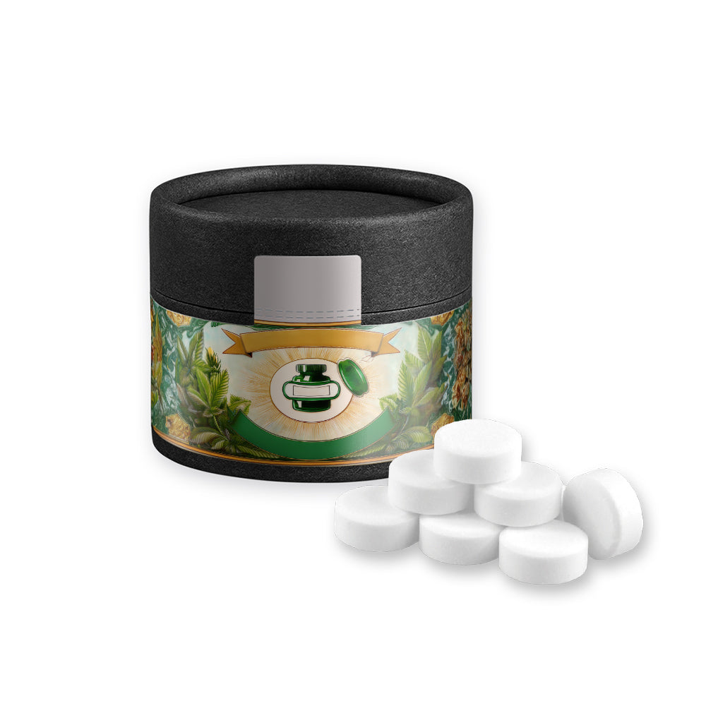 Bio Studentenfutter in der schwarzen Mini Dose – Bio Pfefferminz Drops, ca. 40 g