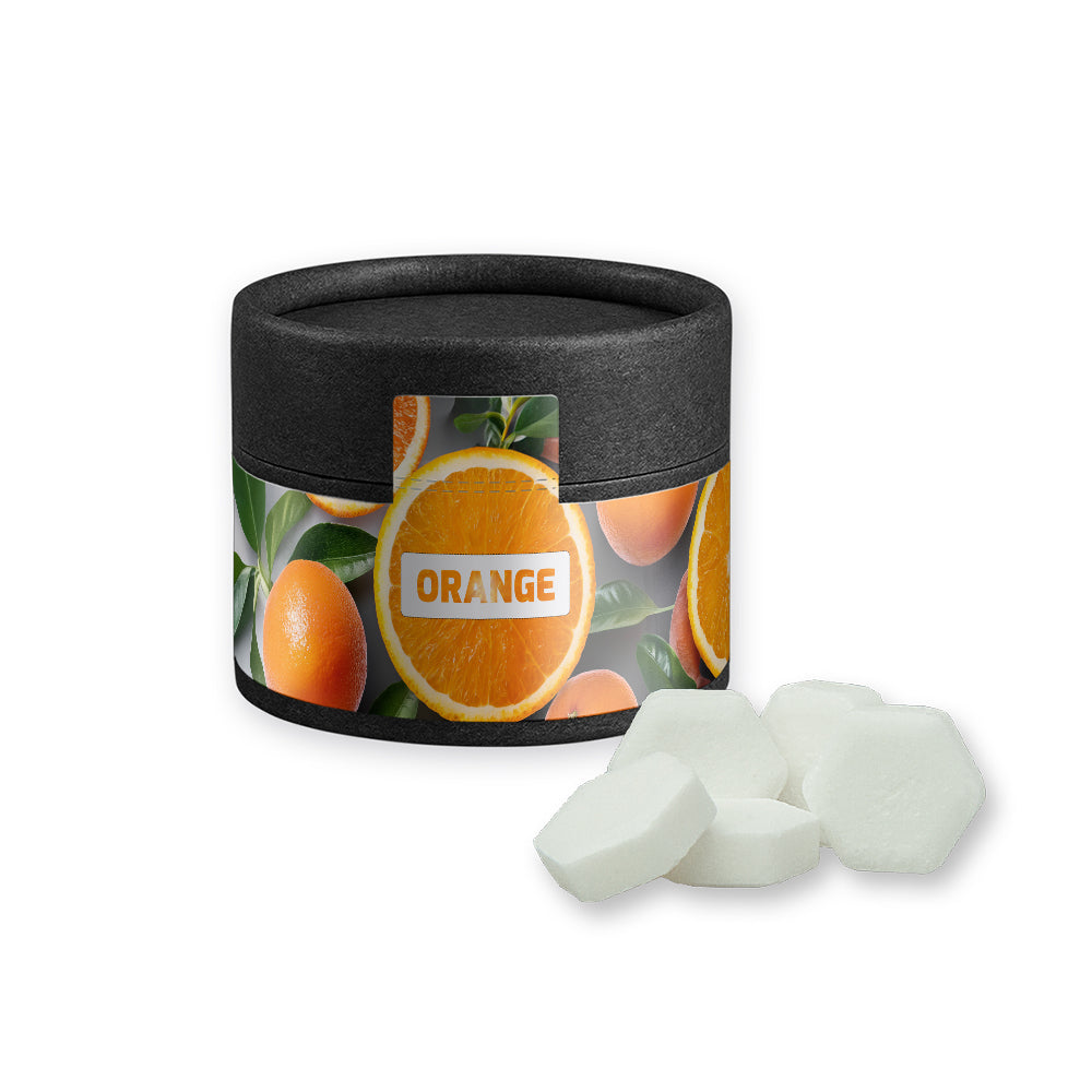 Bio Studentenfutter in der schwarzen Mini Dose – Bio Traubenzucker Orange Drops, ca. 40 g