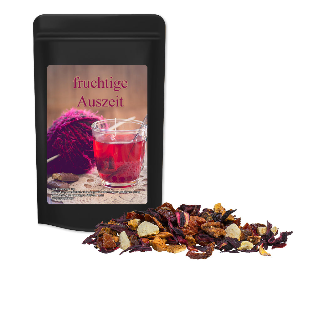 Bio Tee und Kaffee im schwarzen Standbeutel Mini – Bio Früchtetee gute Laune, ca. 17 g