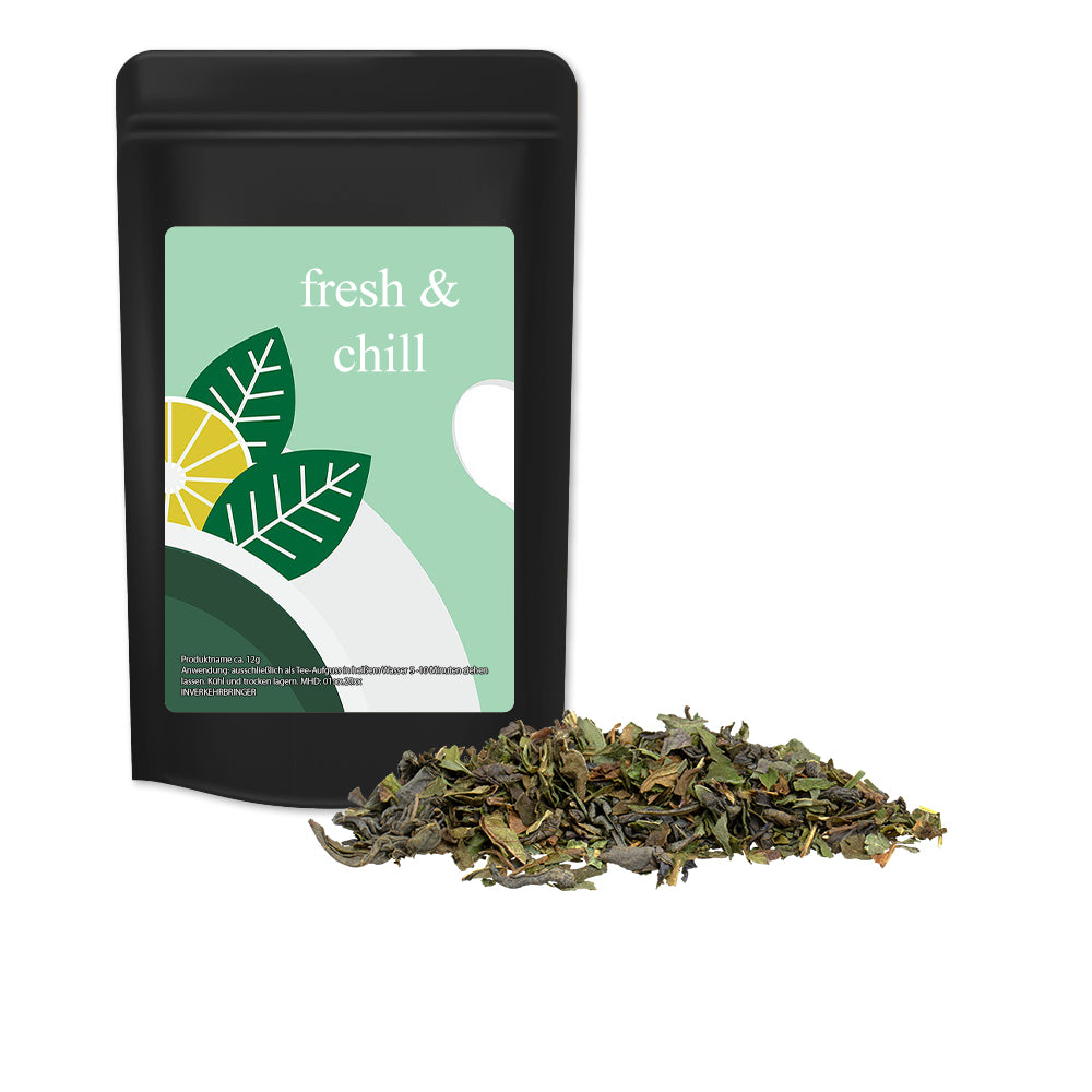 Bio Tee und Kaffee im schwarzen Standbeutel Mini – Bio Grüner Tee mit Minze, ca. 12 g