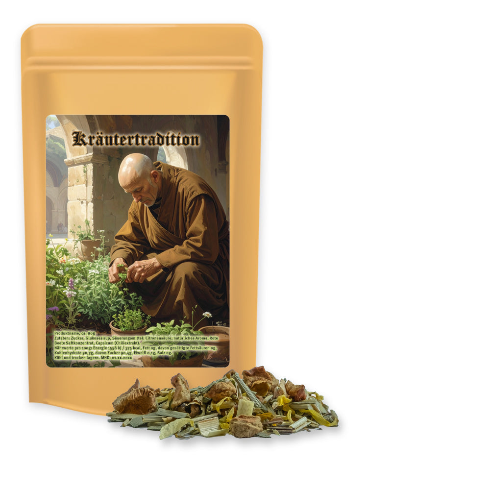 Bio Tee und Kaffee im Standbeutel Midi aus Kraftpapier – Bio Kräutertee Seelenwohl, ca. 32 g