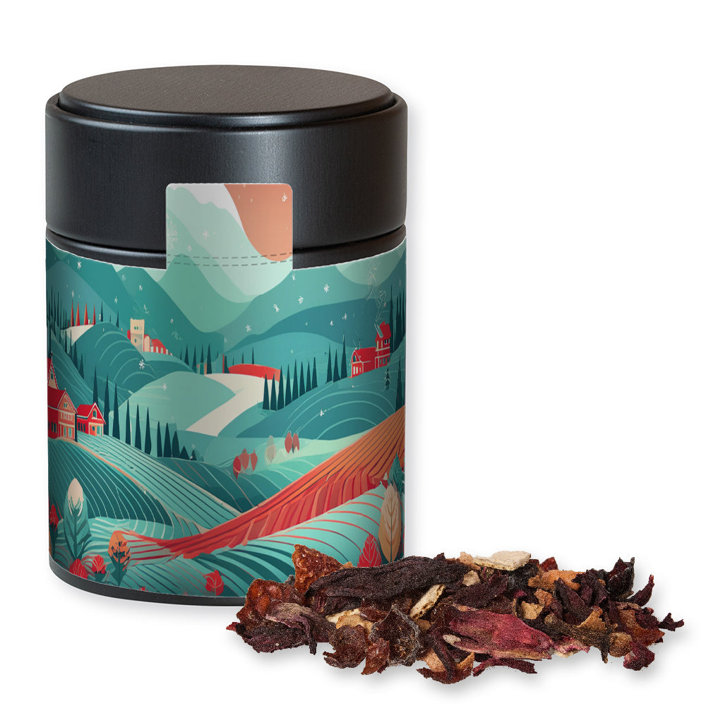 Bio Weihnachtstee in der Metalldose Midi schwarz – Bio Weihnachts Früchtetee, ca. 60 g